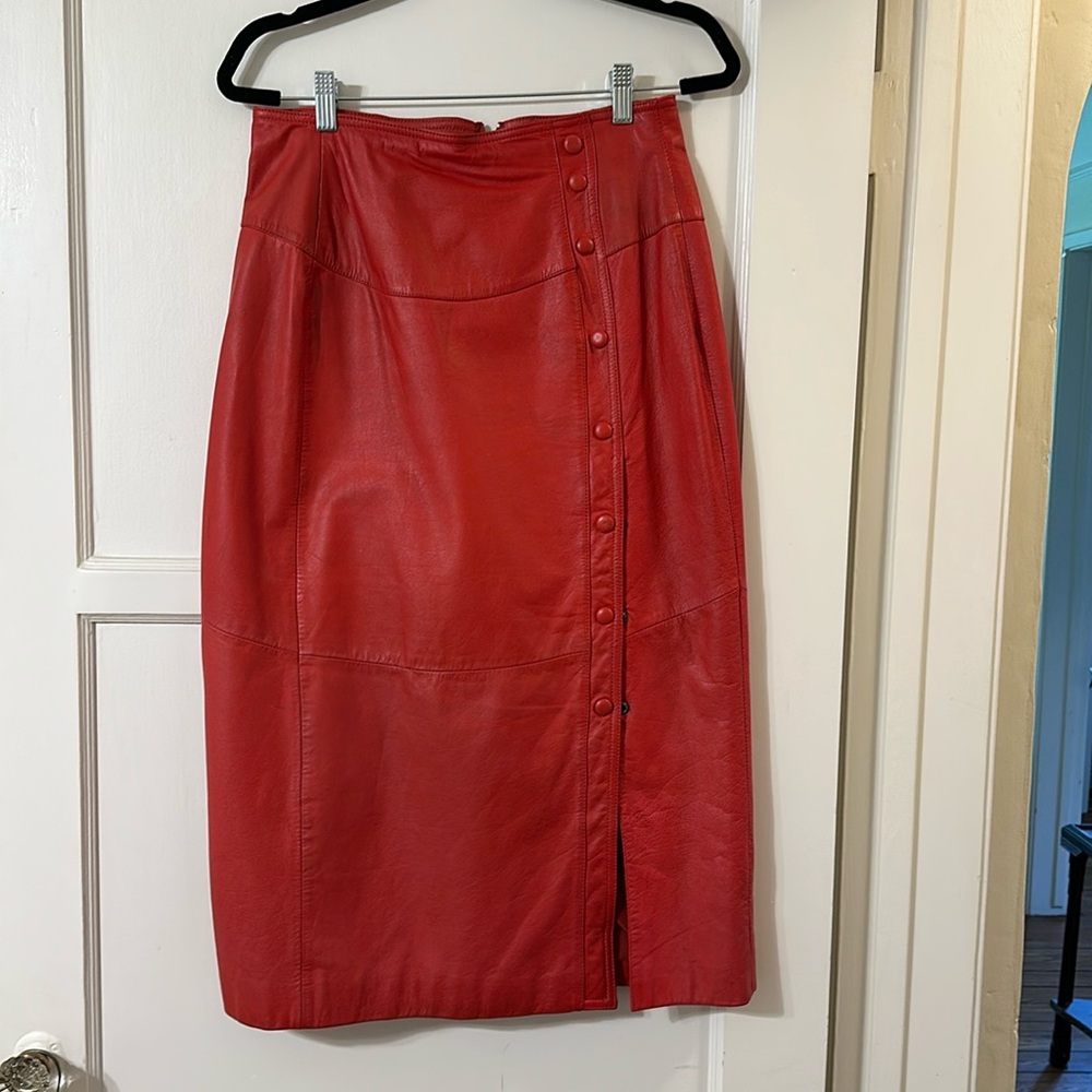 Vintage leather midi skirt